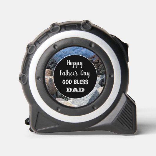  God Bless Dad Happy Father's Day Rocky Seashore Maßband (Vorderseite)