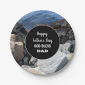  God Bless Dad Happy Father's Day Rocky Seashore Pappteller (Vorderseite)