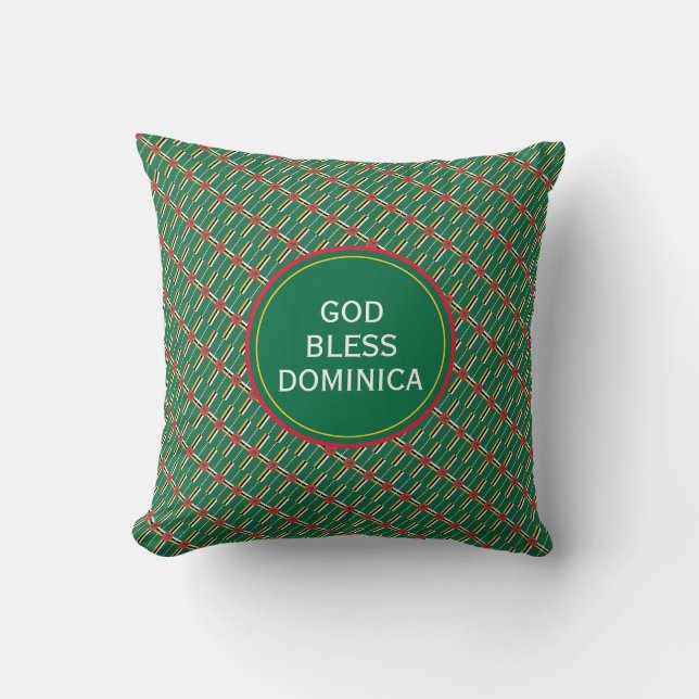 GOD BLESS DOMINICA Inspirational Dominikanische Fl Kissen (Vorderseite)