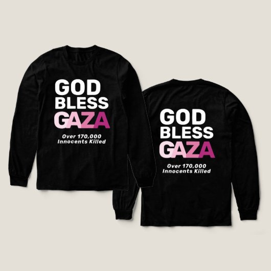 God Bless Gaza Anti-War Honoring Innocent Lives Tri-Blend Shirt (Design Vorderseite & Rückseite)