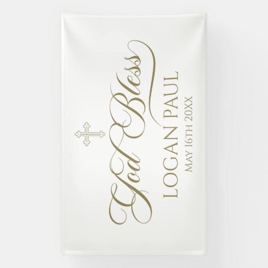 GOD BLESS gold banner backdrop  (Vertikal)