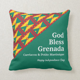 GOD BLESS GRENADA Custom Text GREEN Kissen
