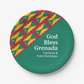 GOD BLESS GRENADA Custom Text GREEN Pappteller (Vorderseite)
