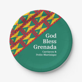 GOD BLESS GRENADA Custom Text GREEN Pappteller