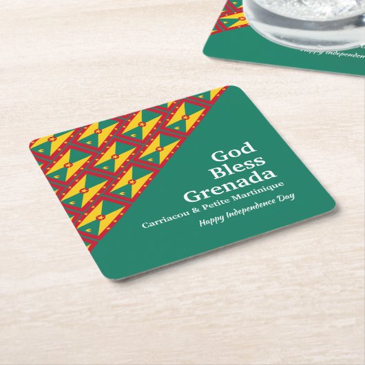 GOD BLESS GRENADA Custom Text GREEN Rechteckiger Pappuntersetzer (angewinkelt)