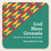 GOD BLESS GRENADA Custom Text GREEN Rechteckiger Pappuntersetzer (Vorderseite)
