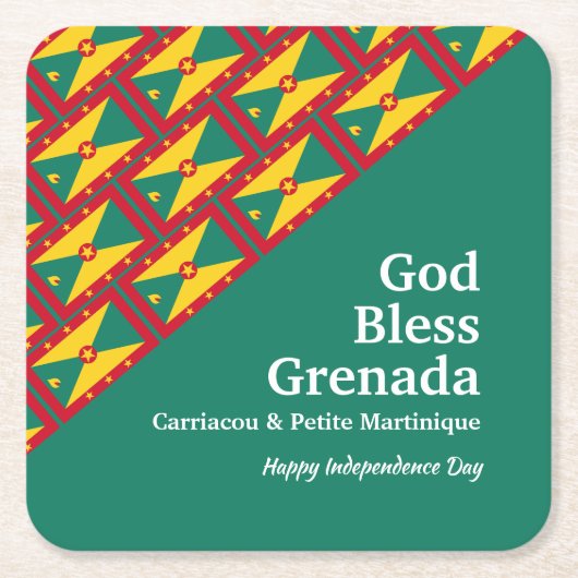GOD BLESS GRENADA Custom Text GREEN Rechteckiger Pappuntersetzer (Vorderseite)