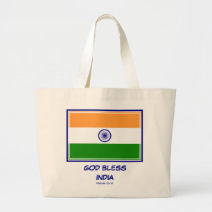 GOD BLESS INDIA Patriotische Indianerflagge Jumbo Stoffbeutel