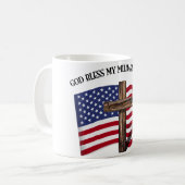GOD BLESS MEIN MILITÄRISCHER HUSBAND, robuste US-F Kaffeetasse (Vorderseite Links)