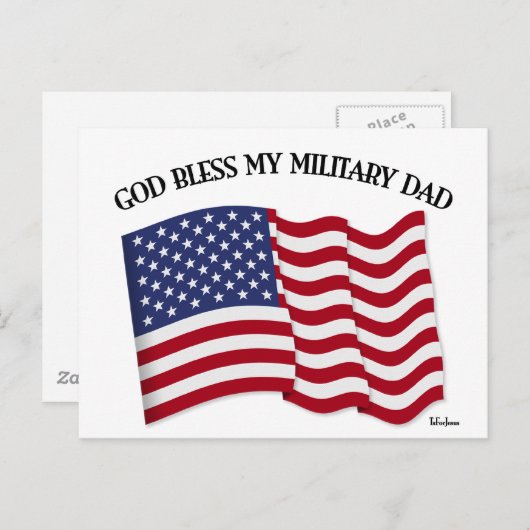 GOD BLESS MEIN MILITÄRISCHER VATER mit US-Flagge Postkarte (Vorne/Hinten)