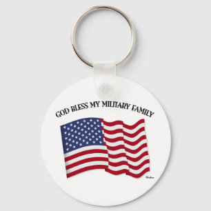 GOD BLESS MEINE MILITÄRISCHE FAMILIE mit US-Flagge Schlüsselanhänger