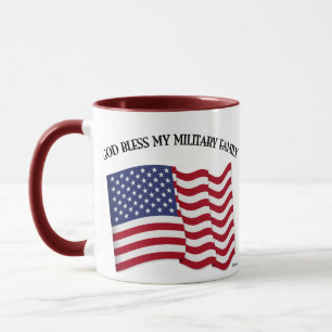 GOD BLESS MEINE MILITÄRISCHE FAMILIE mit US-Flagge Tasse