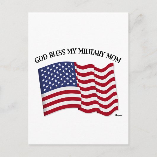 GOD BLESS MEINE MILITÄRISCHE MAMA mit US-Flagge Postkarte (Vorderseite)
