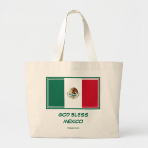GOD BLESS MEXICO Patriotische mexikanische Flagge Jumbo Stoffbeutel