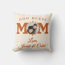 God Bless Mom Sunflower Kids Photo Throw Pillow Kissen