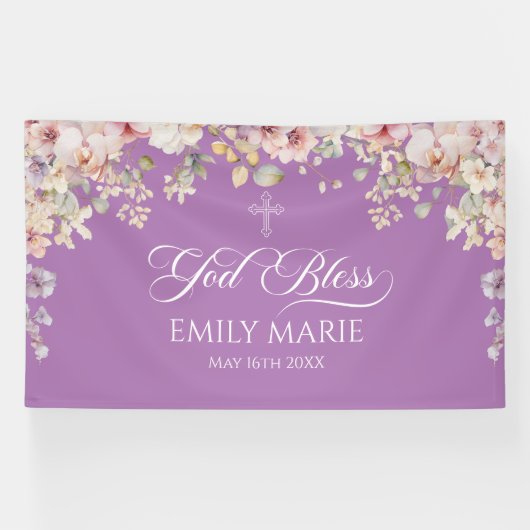 GOD BLESS Orchids purple banner backdrop (Horizontal)