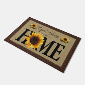 God Bless Our Home, Cute Sunflowers  Fußmatte (Schrägansicht)