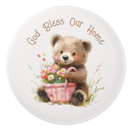 God Bless Our Home Cute Teddy Bear  Keramikknauf