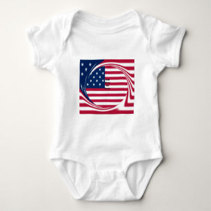 God Bless Our Zuhause: USA Flag Swirl Art Baby Strampler