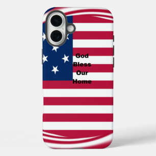 God Bless Our Zuhause: USA Flag Swirl Art iPhone 16 Plus Hülle