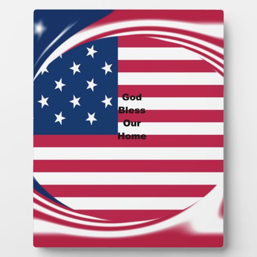 God Bless Our Zuhause: USA Flag Swirl Art Fotoplatte (Vorderseite)
