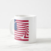 God Bless Our Zuhause: USA Flag Swirl Art Kaffeetasse (Vorderseite Links)