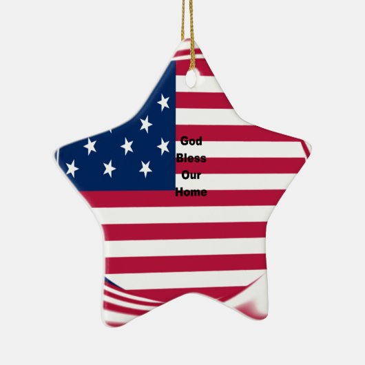 God Bless Our Zuhause: USA Flag Swirl Art Keramik Ornament (Rechts)