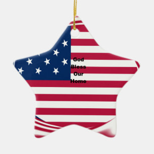 God Bless Our Zuhause: USA Flag Swirl Art Keramik Ornament