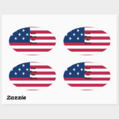 God Bless Our Zuhause: USA Flag Swirl Art Ovaler Aufkleber (Blatt)