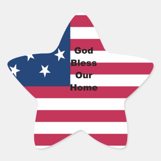 God Bless Our Zuhause: USA Flag Swirl Art Stern-Aufkleber (Vorderseite)