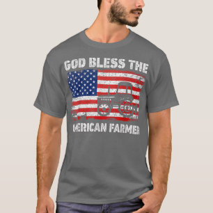 God Bless The American Bauer Farm Tractors USA Fl T-Shirt