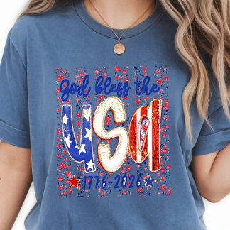 God-Bless-The-USA- Ditsy Floral 4. Juli T-Shirt