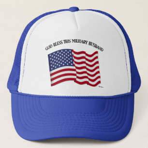 GOD BLESS THIS MILITARY HUSBAND with US flag Truckerkappe
