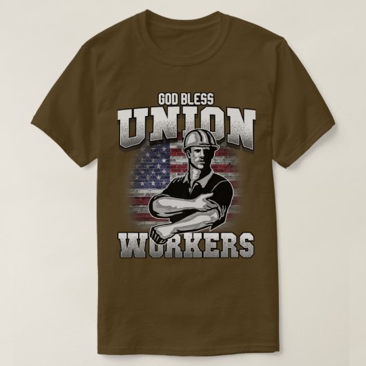 God Bless Union Workers tee USA flag  (Design vorne)