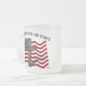 GOD BLESS UNUR AIR FORCE mit robustem Kreuz, US-Fl Mattglastasse (Vorderseite Links)