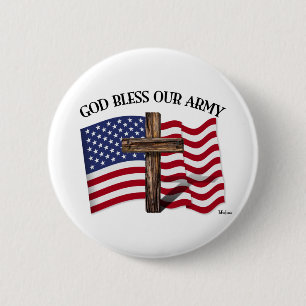 GOD BLESS UNUR ARMY mit robustem Kreuz und US-Flag Button