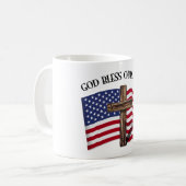 GOD BLESS UNUR ARMY mit robustem Kreuz und US-Flag Kaffeetasse (Vorderseite Links)