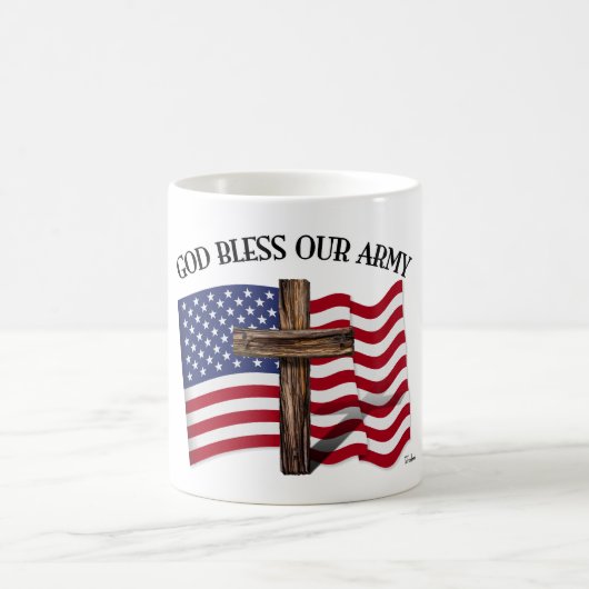 GOD BLESS UNUR ARMY mit robustem Kreuz und US-Flag Kaffeetasse (Mittel)