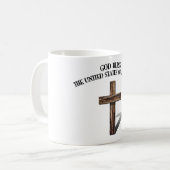 GOD BLESS-USA, robustes Kreuz Kaffeetasse (Vorderseite Links)