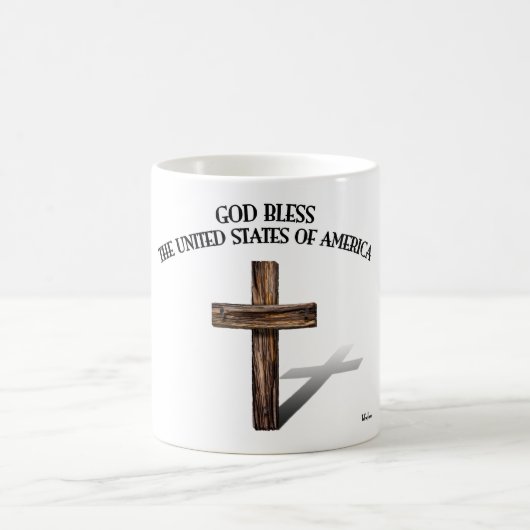 GOD BLESS-USA, robustes Kreuz Kaffeetasse (Mittel)