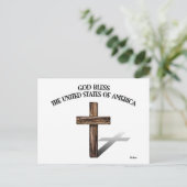 GOD BLESS-USA, robustes Kreuz Postkarte (Stehend Vorderseite)