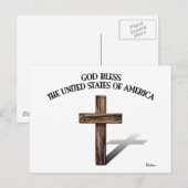 GOD BLESS-USA, robustes Kreuz Postkarte (Vorne/Hinten)