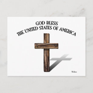 GOD BLESS-USA, robustes Kreuz Postkarte