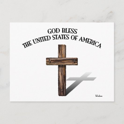 GOD BLESS-USA, robustes Kreuz Postkarte (Vorderseite)