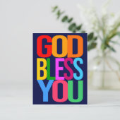 GOD BLESS YOU Positive bunt Postkarte (Stehend Vorderseite)