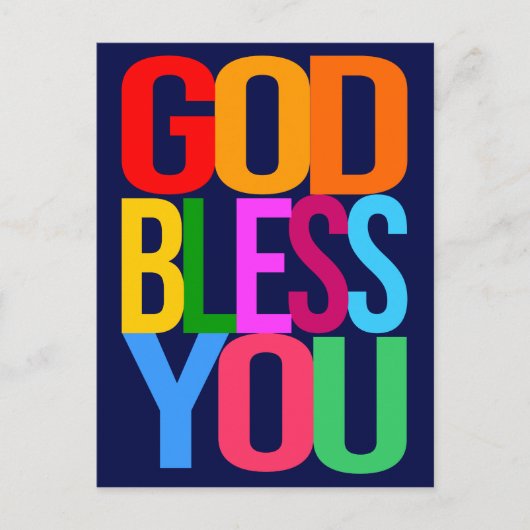 GOD BLESS YOU Positive bunt Postkarte (Vorderseite)