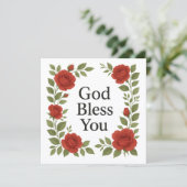 God Bless You Religious Rose Floral Cards (Stehend Vorderseite)
