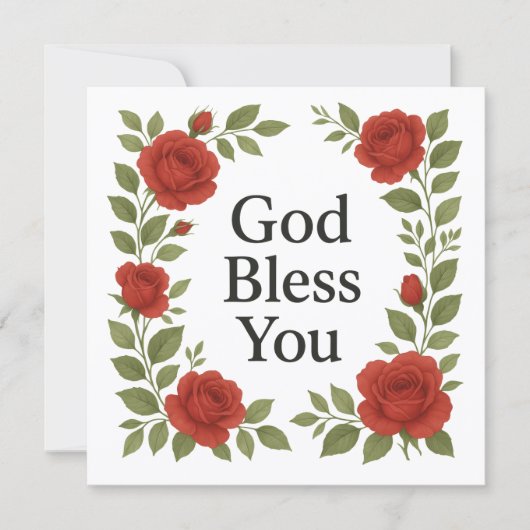 God Bless You Religious Rose Floral Cards (Vorderseite)