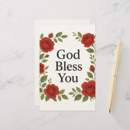 God Bless You Religious Rose Floral Cards Briefpapier