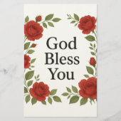God Bless You Religious Rose Floral Cards Briefpapier (Vorderseite)